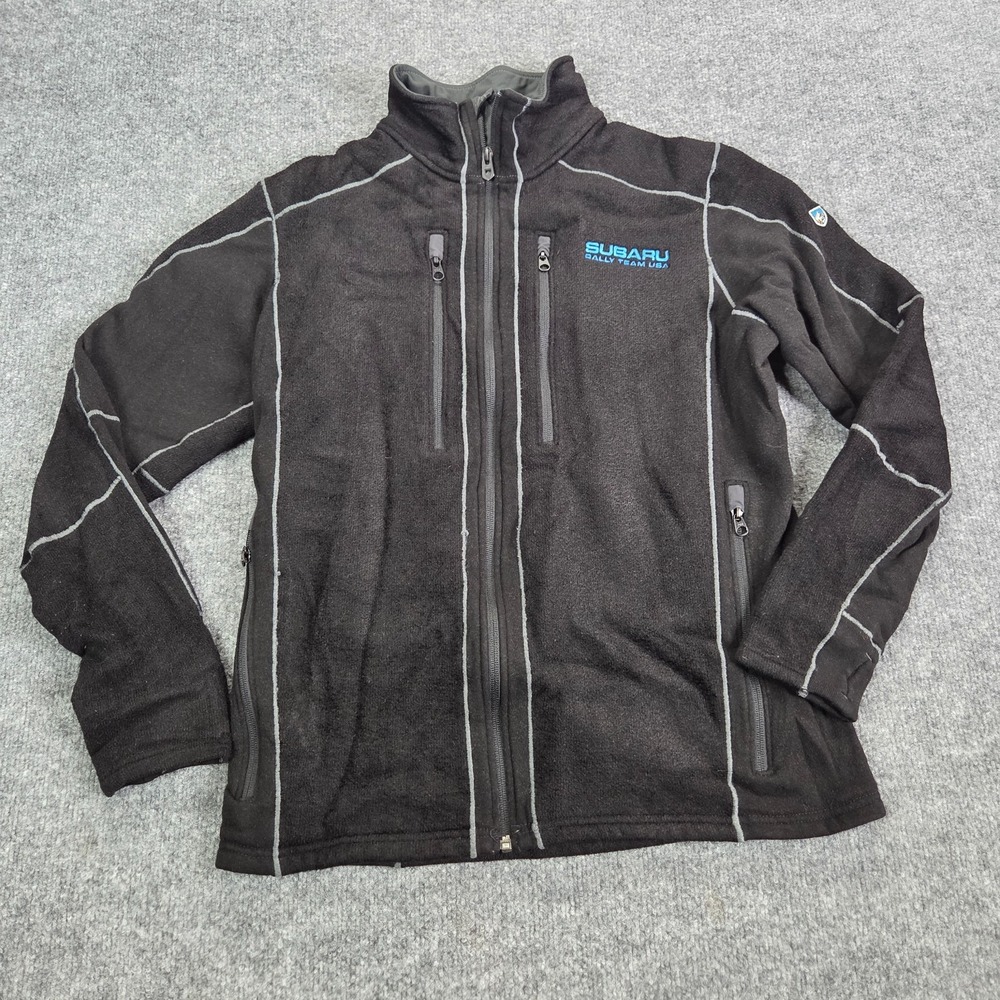 Subaru Rally Team Fleece Jacket Mens Large Black Kuhl Full Zip Mock Neck